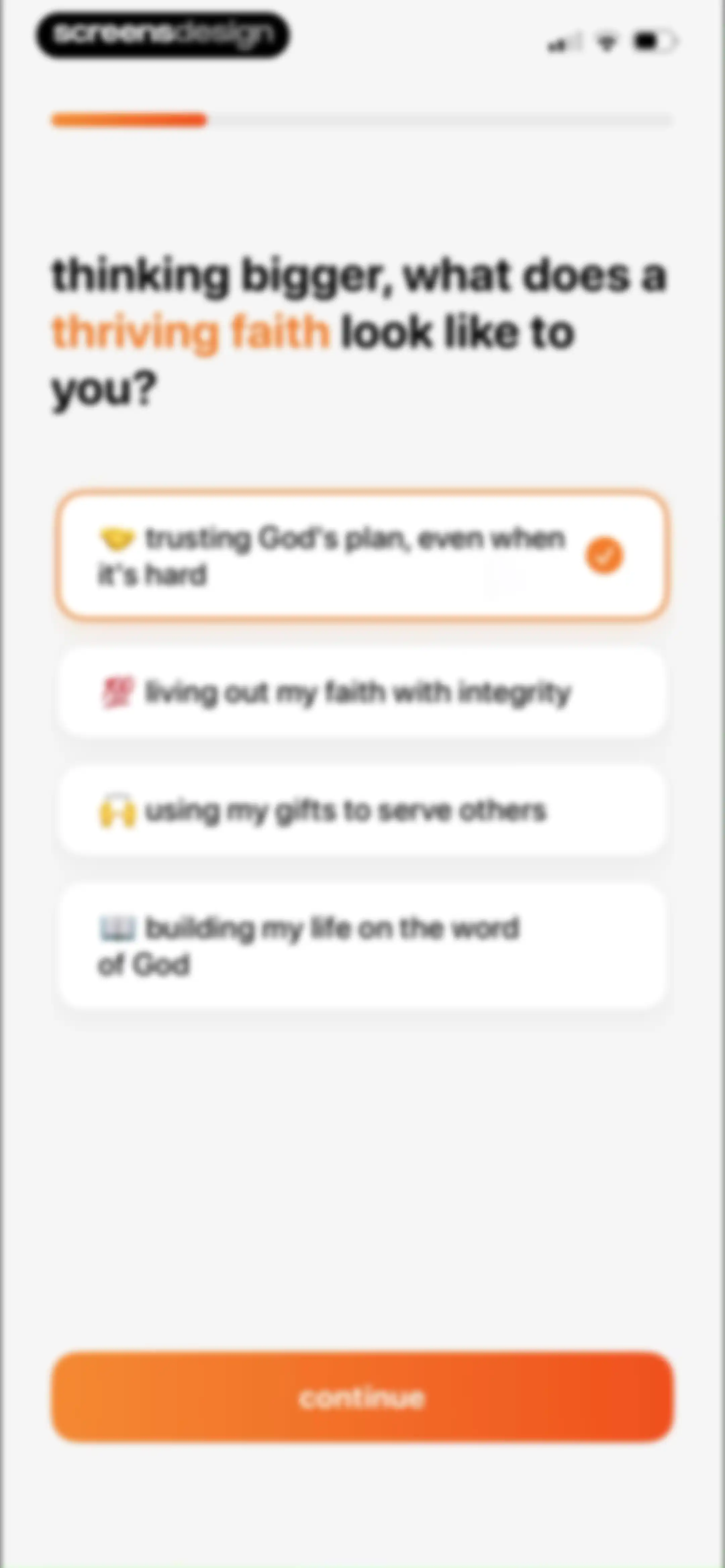 Onboarding Prayer Lock — vision foi épanouie (multi-select)