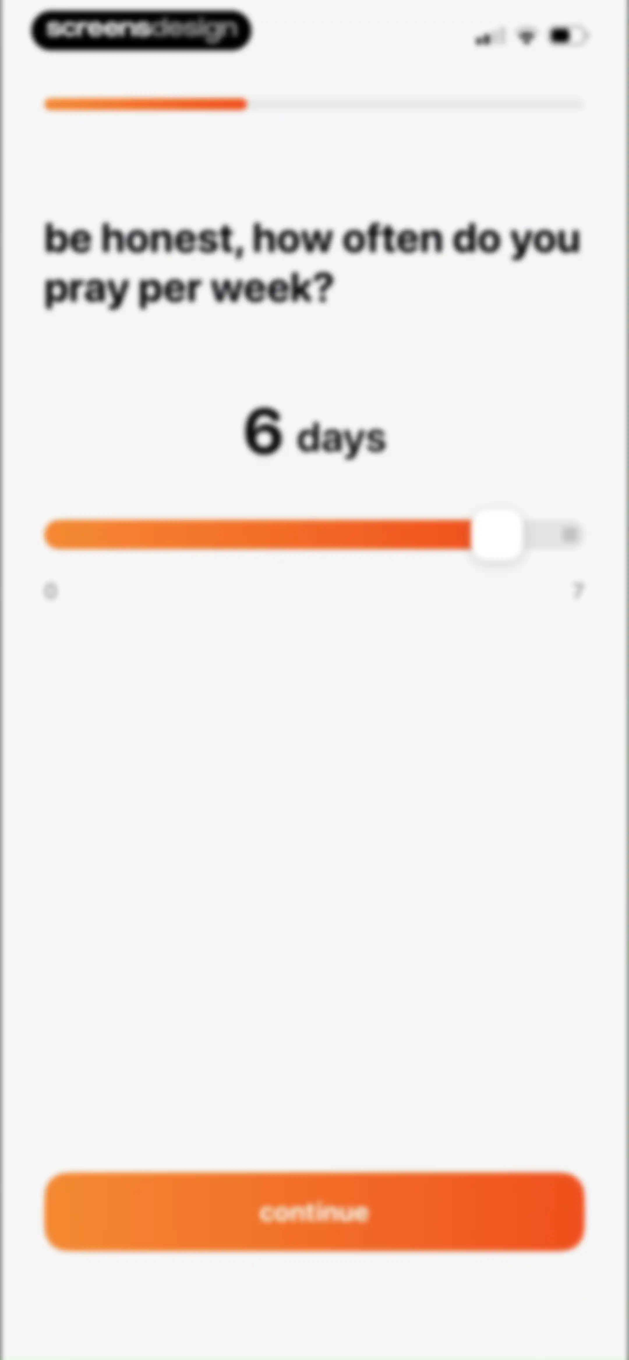 Onboarding Prayer Lock — fréquence de prière (slider 0-7)